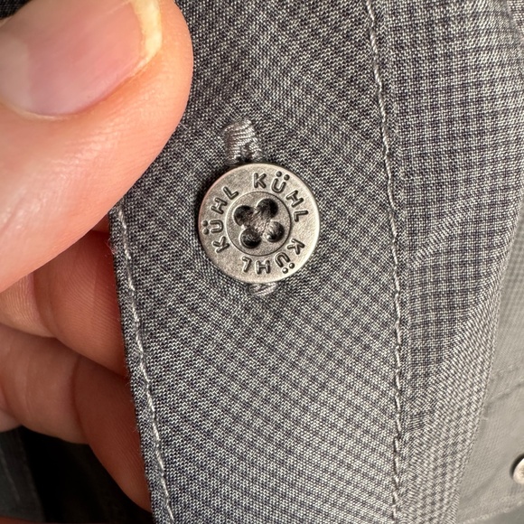 Kuhl Mountain Grown Men's Camp Shirt XXL Short Sleeve Pin Check Charcoal Gray - Picture 5 of 14